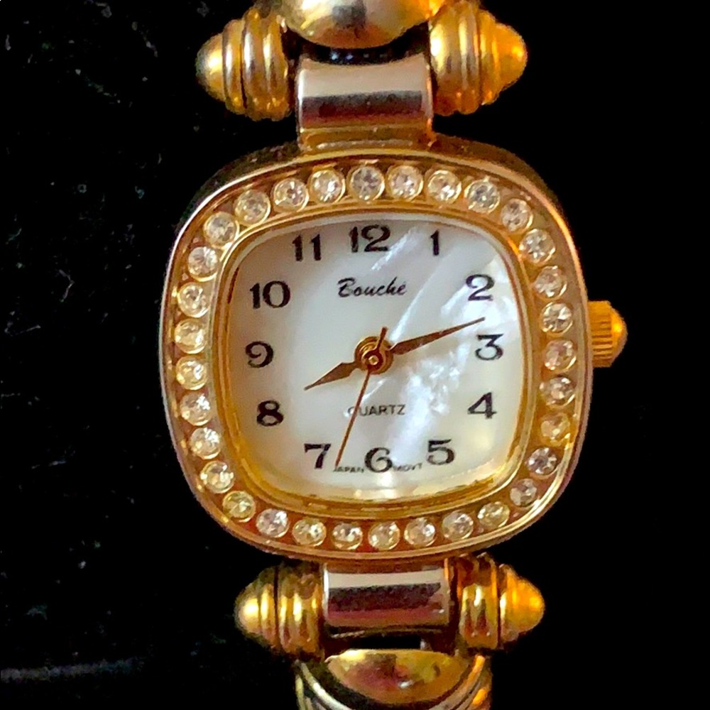 Bouche cuff watch crystal around face two-tone 7”